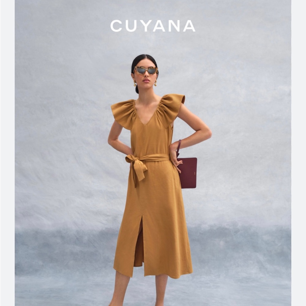 Cuyana flutter sleeve dress